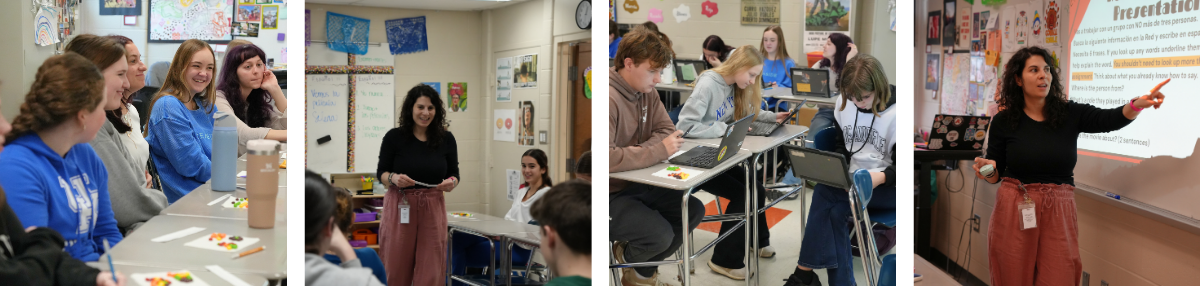 four photos of classroom learning in Señora Petsche's class